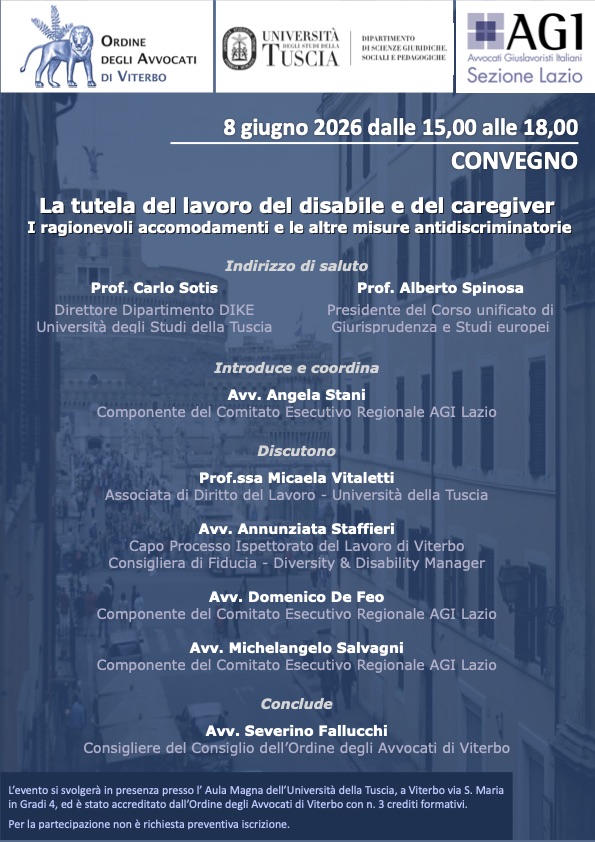 Convegno: "La tutela del lavoro del disabile e del caregiver"